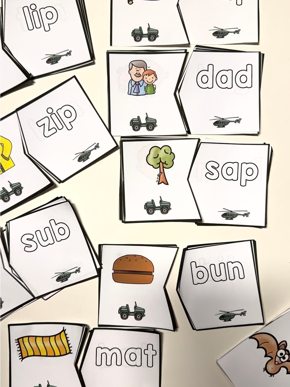 Phonics Reading and Matching Flash Cards